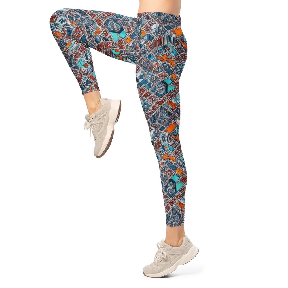 Vermilion Grid on Leggings — Left