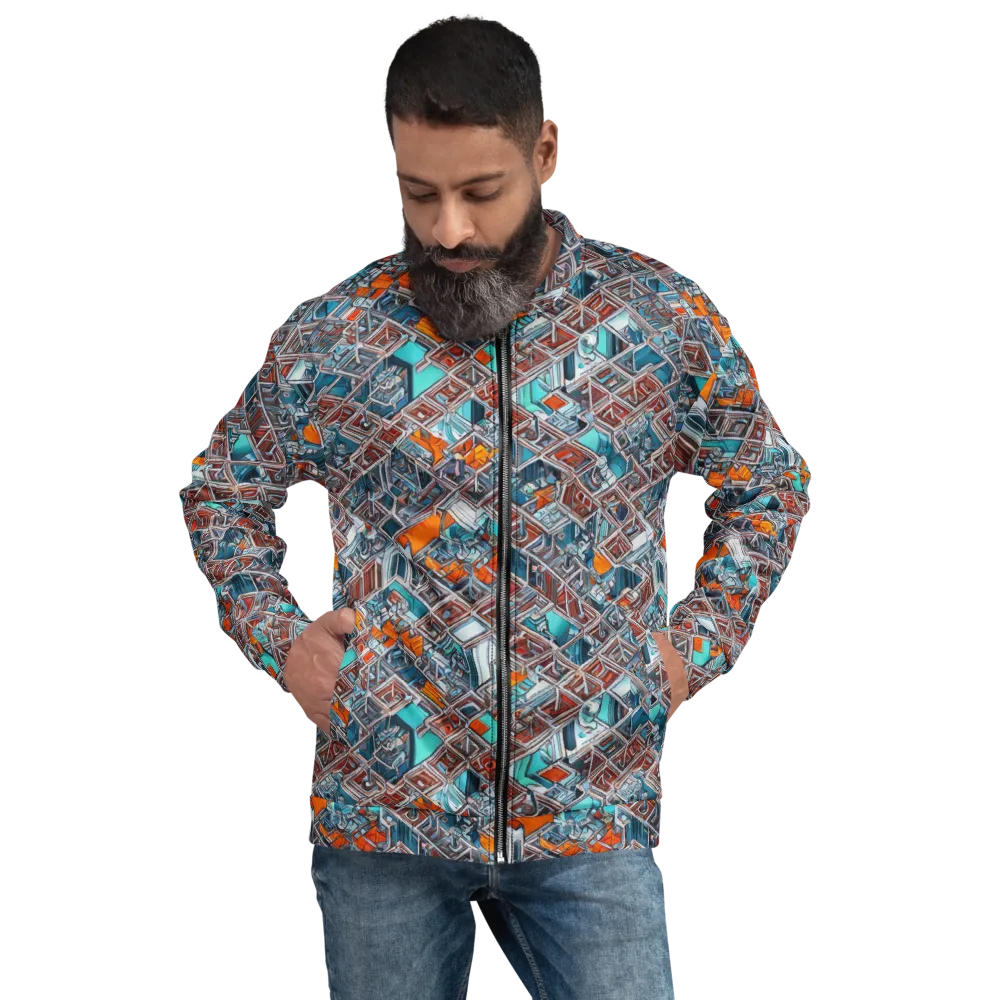 Vermilion Grid on Bomber Jacket — Front