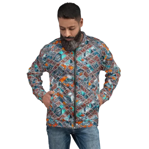 Vermilion Grid on a Bomber Jacket