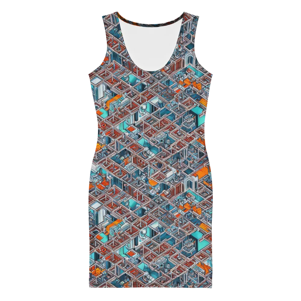 Vermilion Grid on Bodycon Dress — Front
