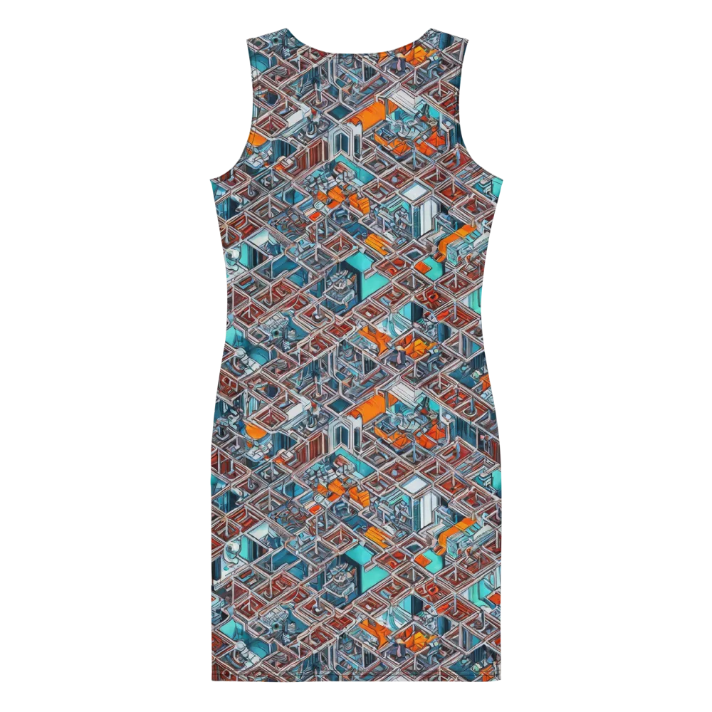Vermilion Grid on Bodycon Dress — Back