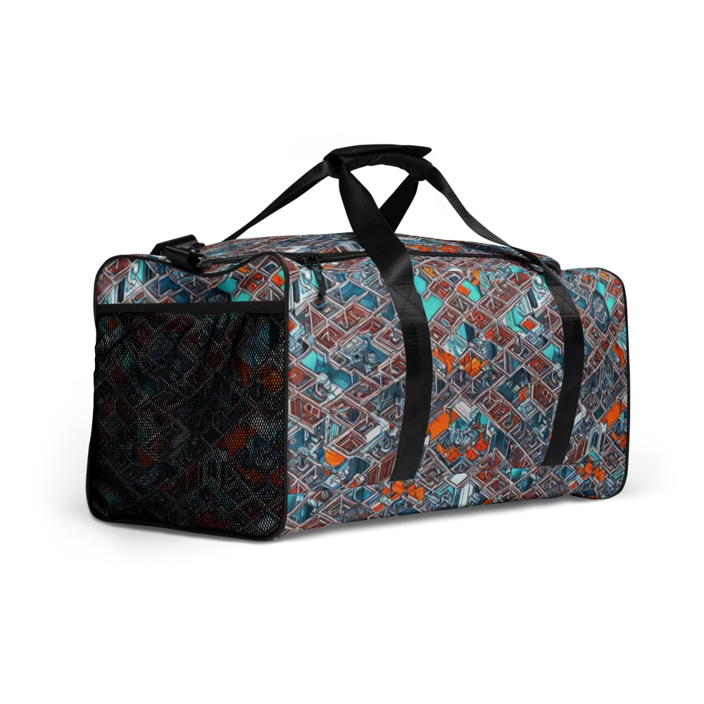 Vermilion Grid on Duffle Bag — Right Front