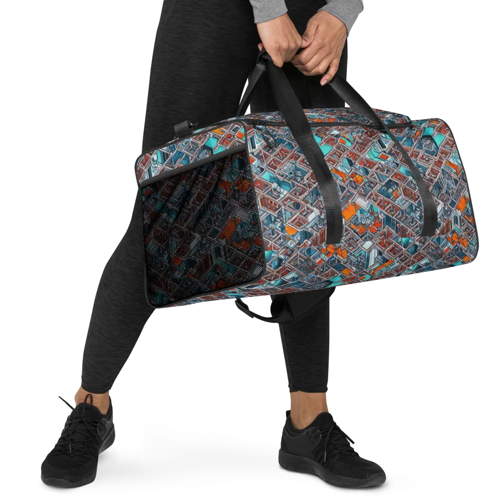 Vermilion Grid on Duffle Bag — Right Front