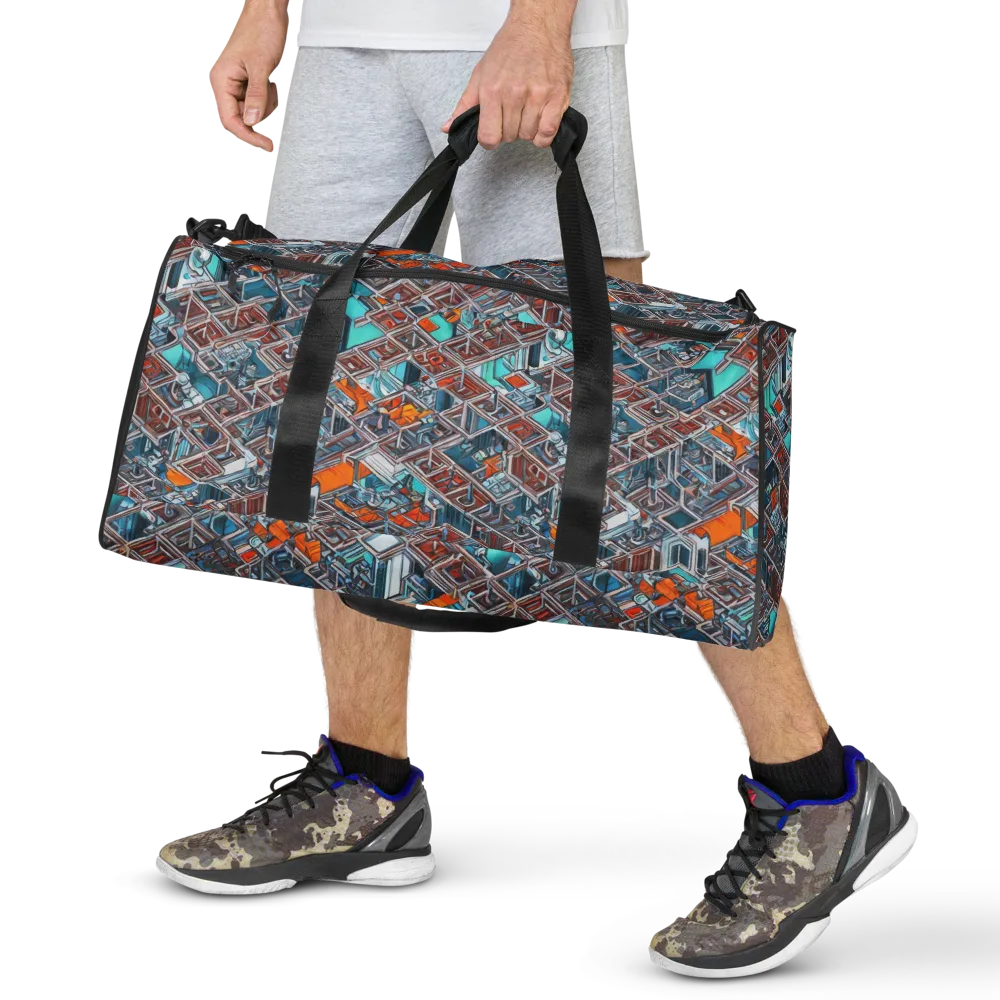 Vermilion Grid on Duffle Bag — Front