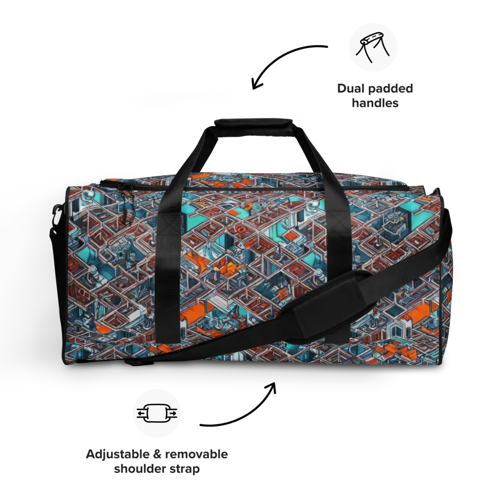 Vermilion Grid on Duffle Bag — Front