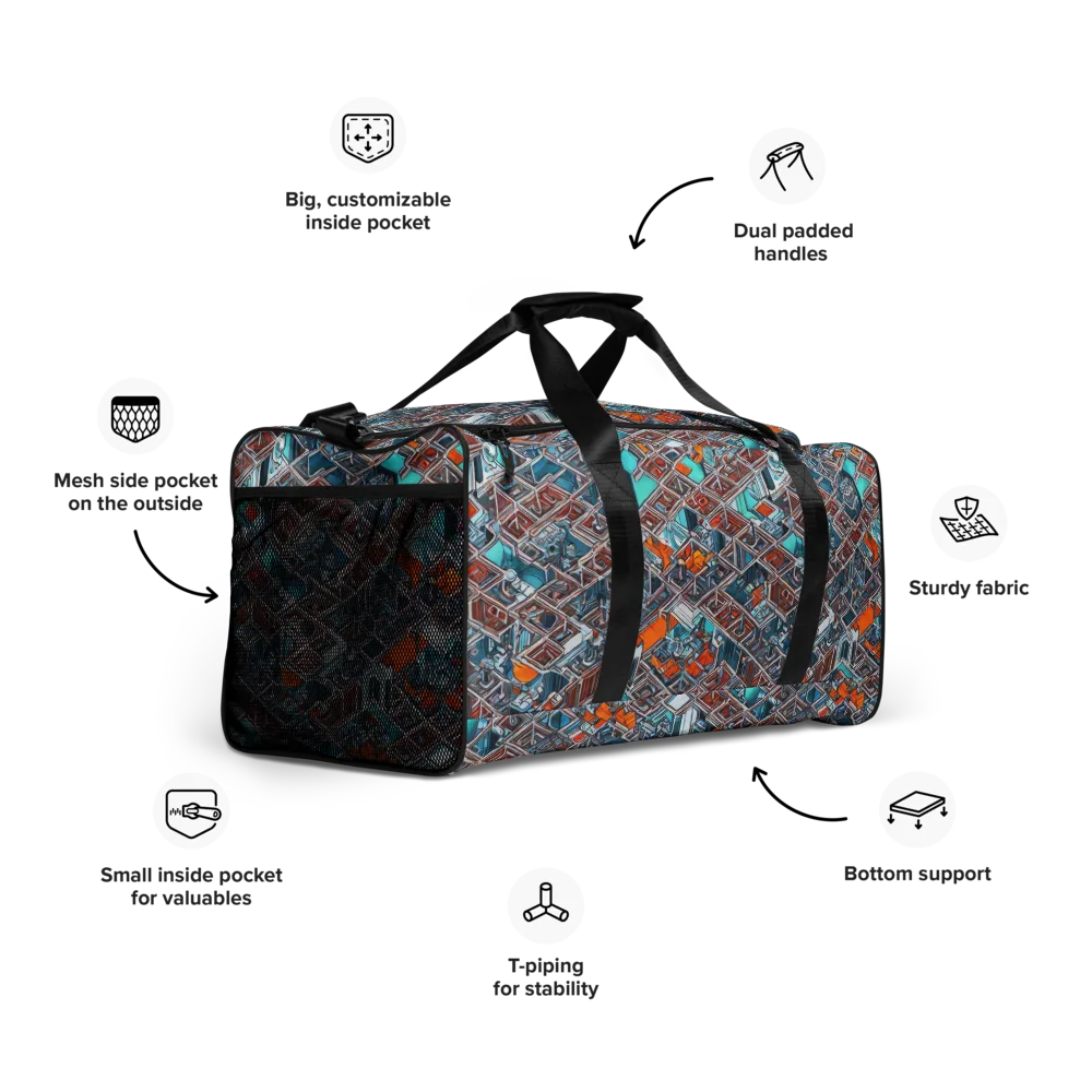 Vermilion Grid on Duffle Bag — Right Front