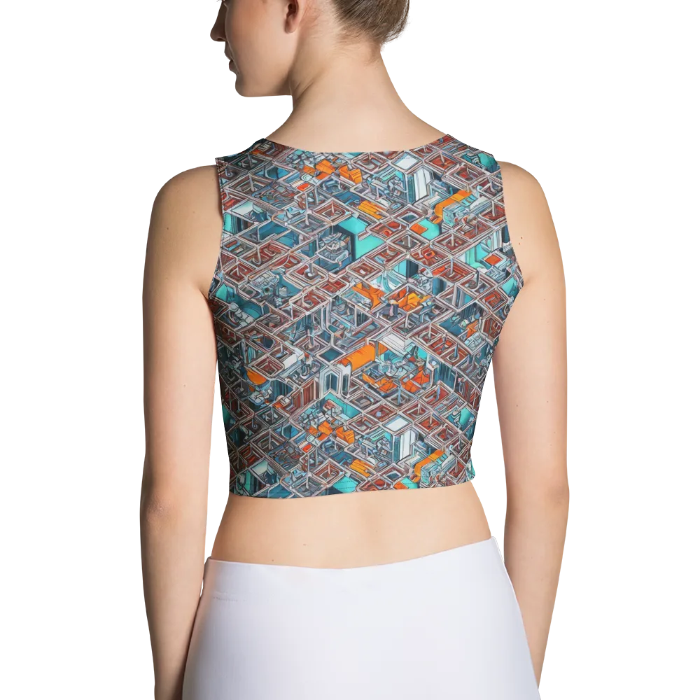 Vermilion Grid on Crop Top — Back