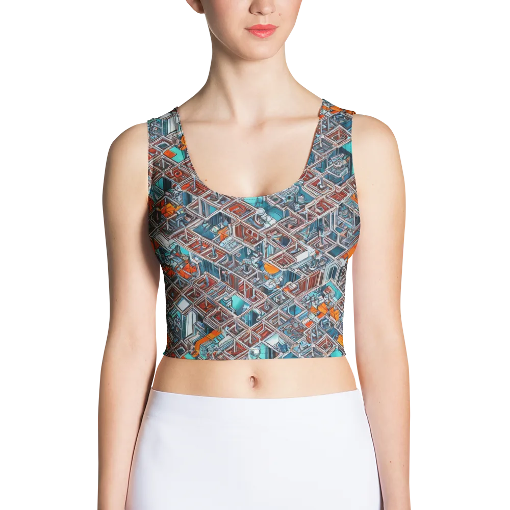 Vermilion Grid on Crop Top — Front
