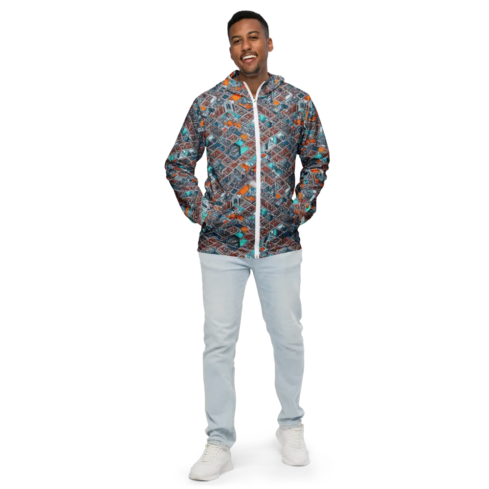 Vermilion Grid on Men's Windbreaker — Front