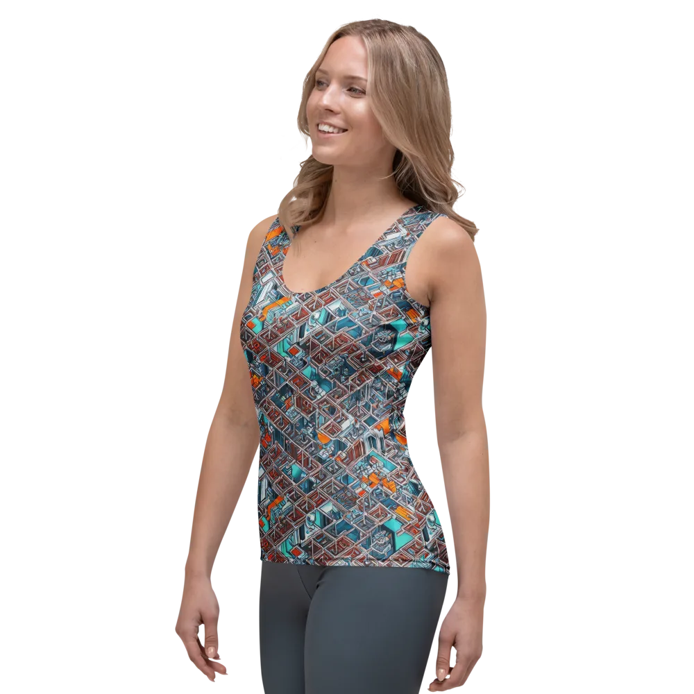 Vermilion Grid on Women's Tank Top — Left Front