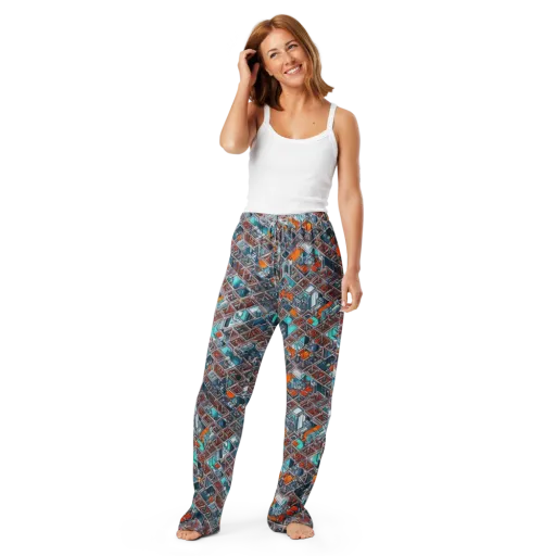 Vermilion Grid on a Women's Pajama Pants