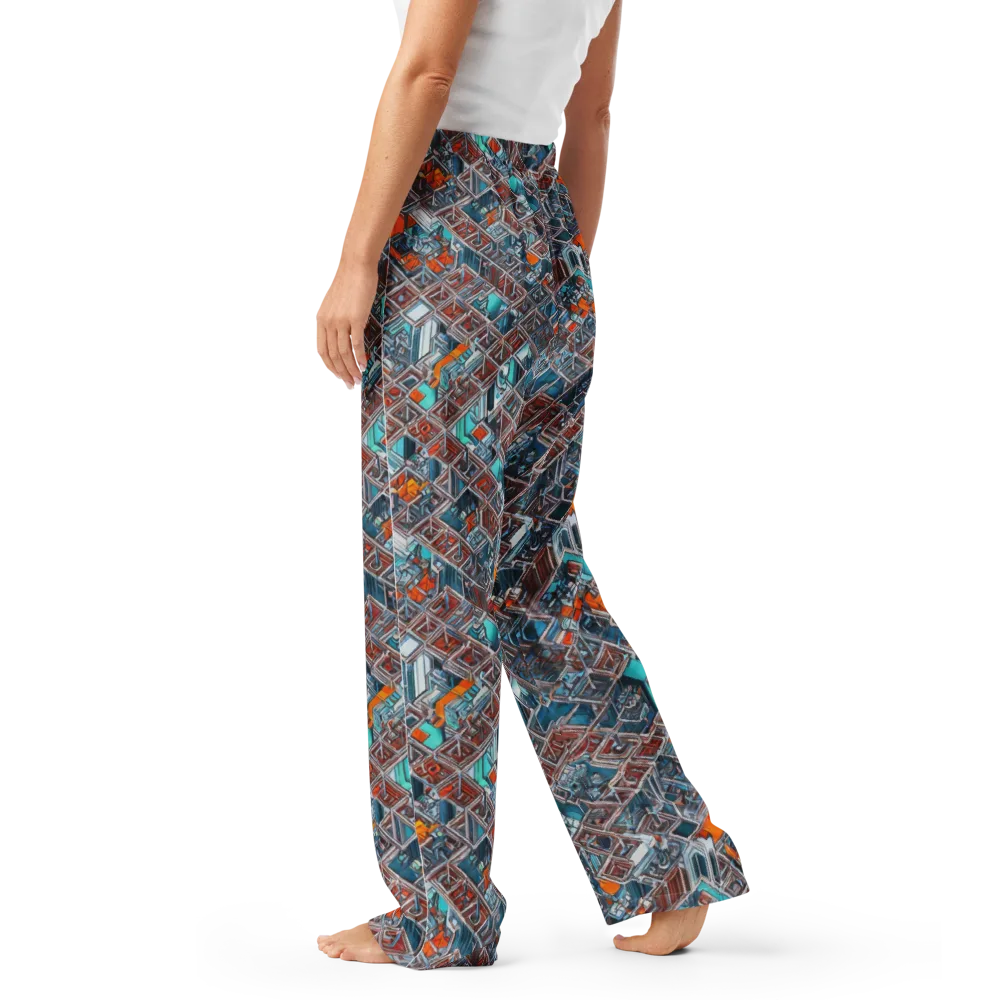Vermilion Grid on Women's Pajama Pants — Left