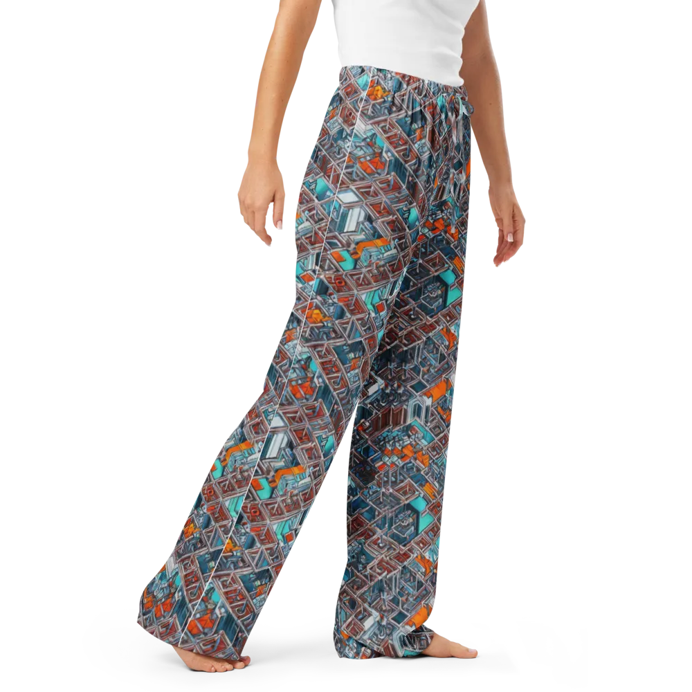 Vermilion Grid on Women's Pajama Pants — Right Front