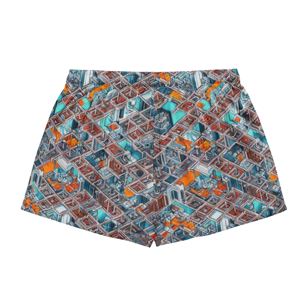 Vermilion Grid on Women's Pajama Shorts — Back