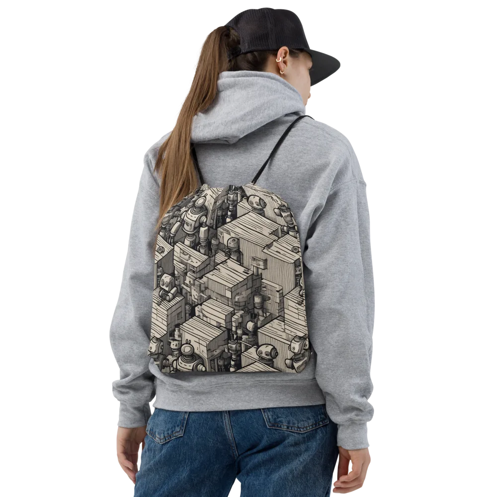 Clockwork Quarter on Drawstring Bag — Front