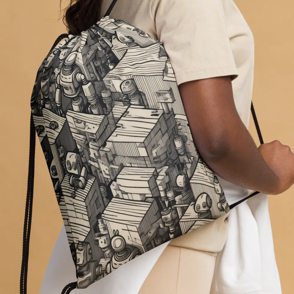 Clockwork Quarter on Drawstring Bag — Front