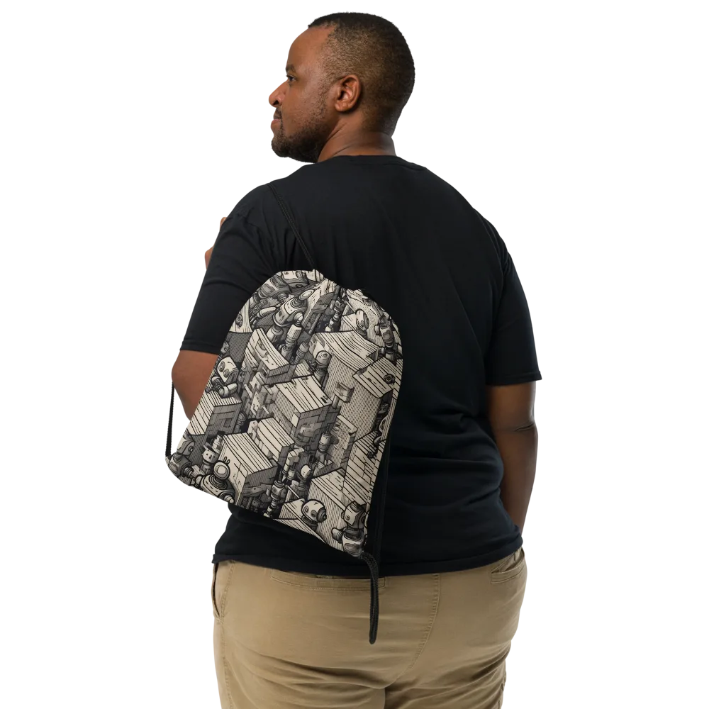 Clockwork Quarter on Drawstring Bag — Front
