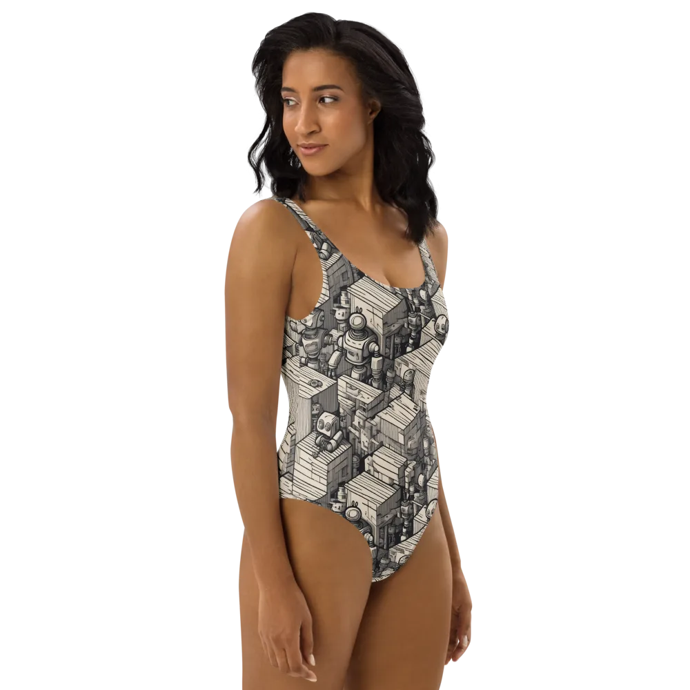Clockwork Quarter on One-Piece Swimsuit — Right