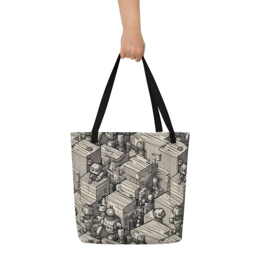 Clockwork Quarter on a Large Tote Bag W/ Pocket