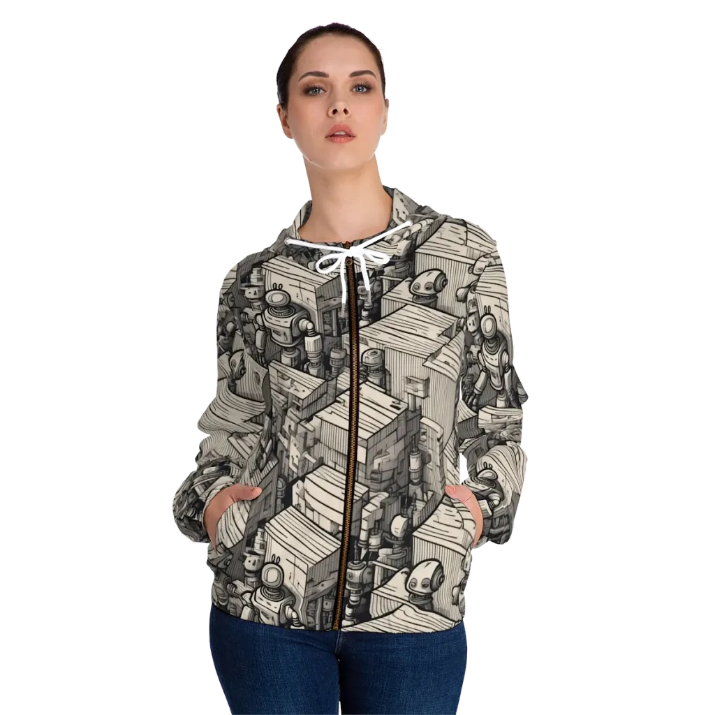 Clockwork Quarter on Women's Full-Zip Hoodie — Front On Person