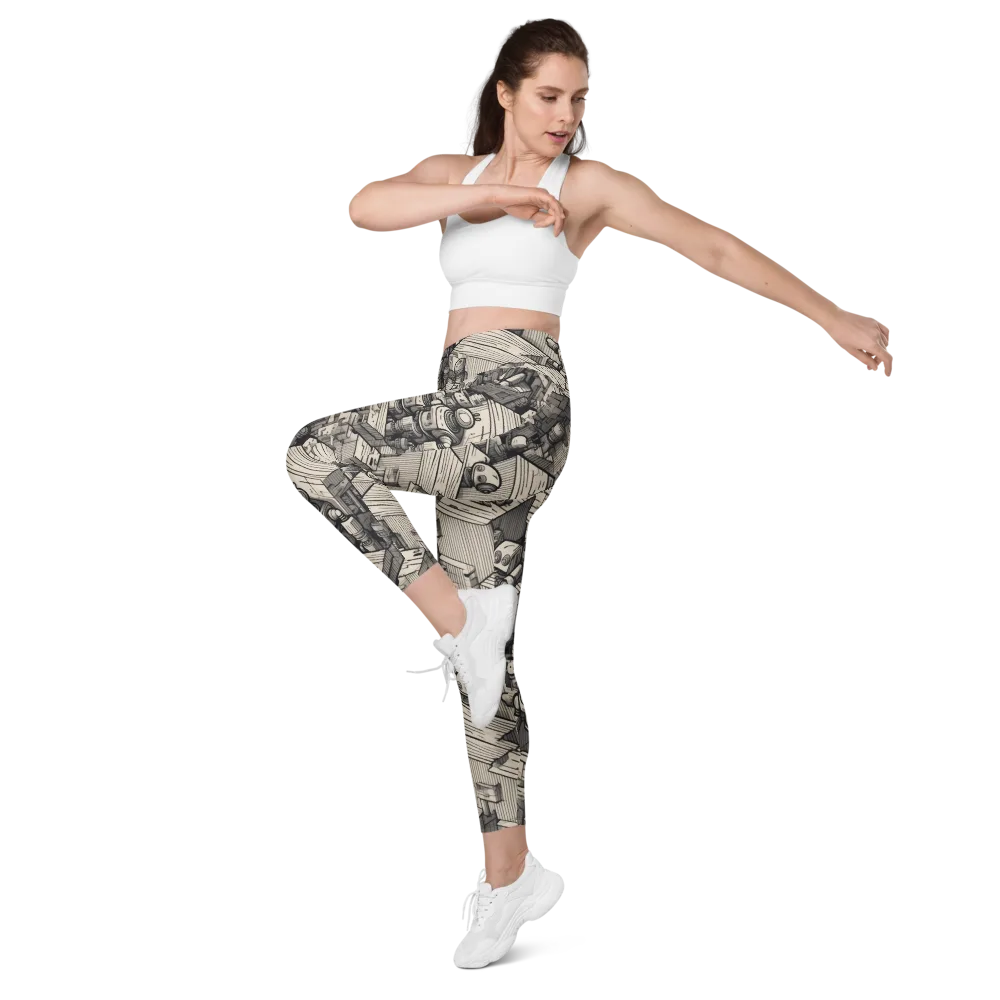 Clockwork Quarter on Leggings with Pockets — Left Front