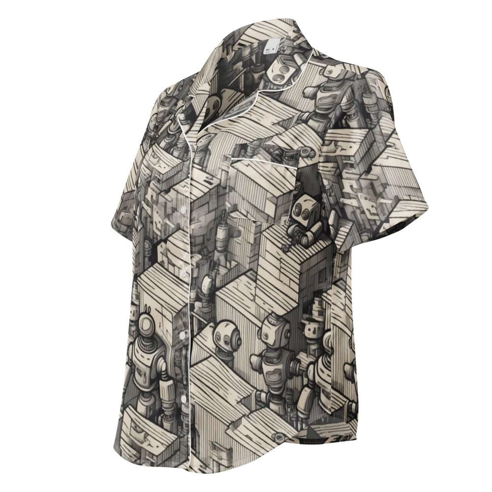 Clockwork Quarter on Women's Short Sleeve Pajama Top — Left Front