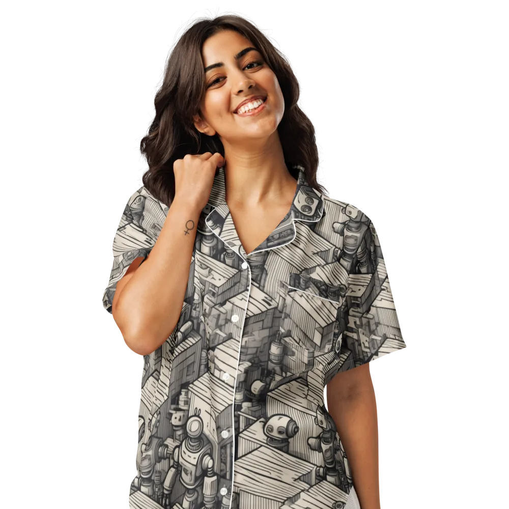 Clockwork Quarter on Women's Short Sleeve Pajama Top — Front