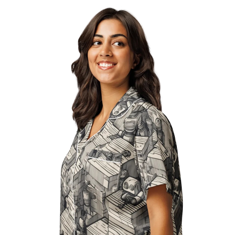 Clockwork Quarter on Women's Short Sleeve Pajama Top — Left Front