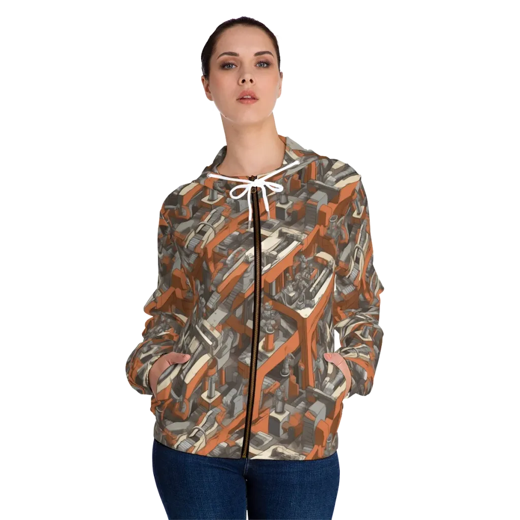 Foundry Flow on Women's Full-Zip Hoodie — Front On Person
