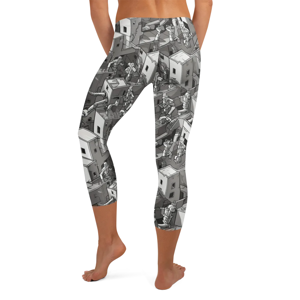 Robot Quarter on Capri Leggings — Back