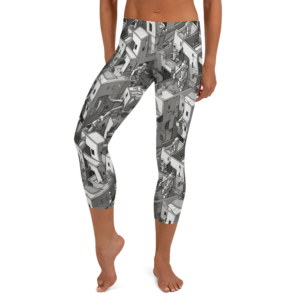 Robot Quarter on Capri Leggings — Front