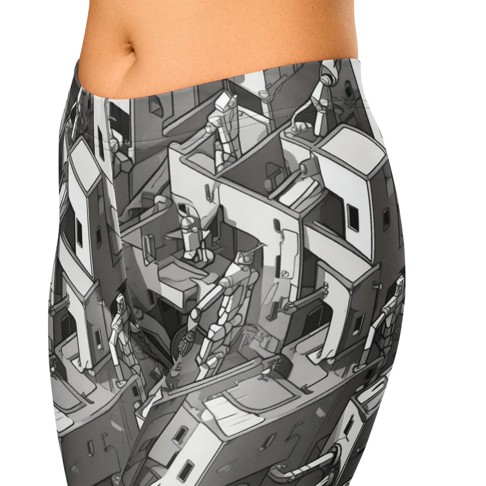 Robot Quarter on Capri Leggings — Zoomed-in