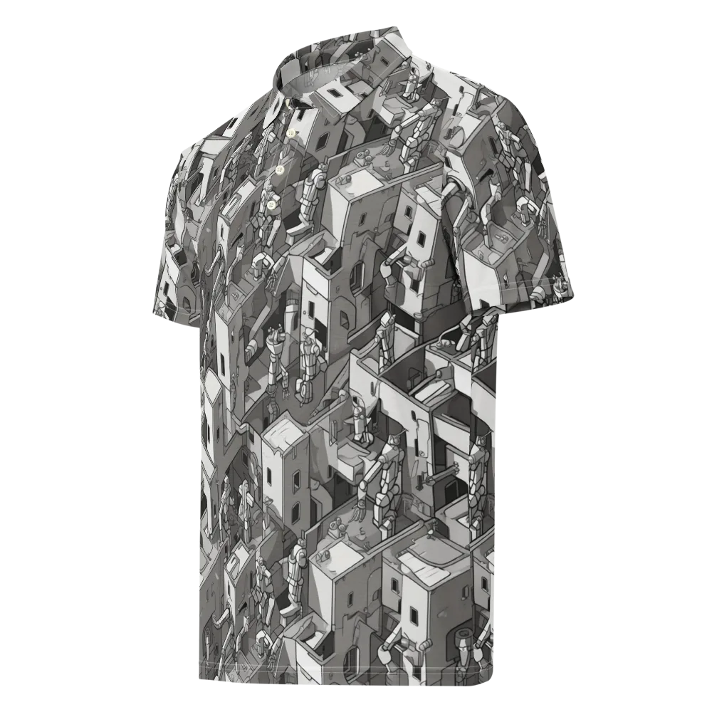 Robot Quarter on Men's Slim Fit Polo Shirt — Left Front