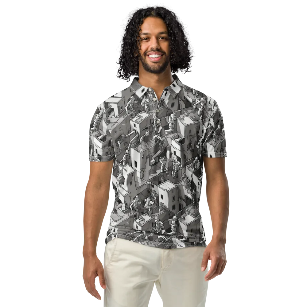 Robot Quarter on Men's Slim Fit Polo Shirt — Front