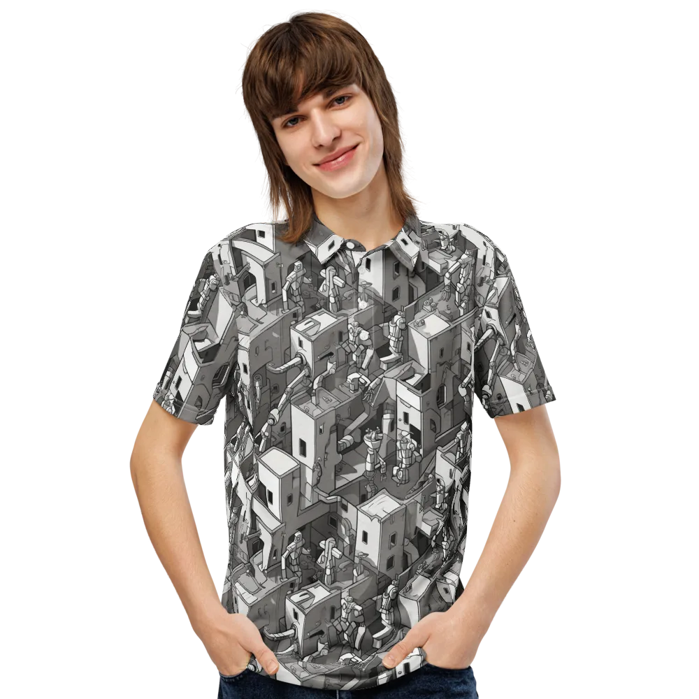 Robot Quarter on Men's Slim Fit Polo Shirt — Front