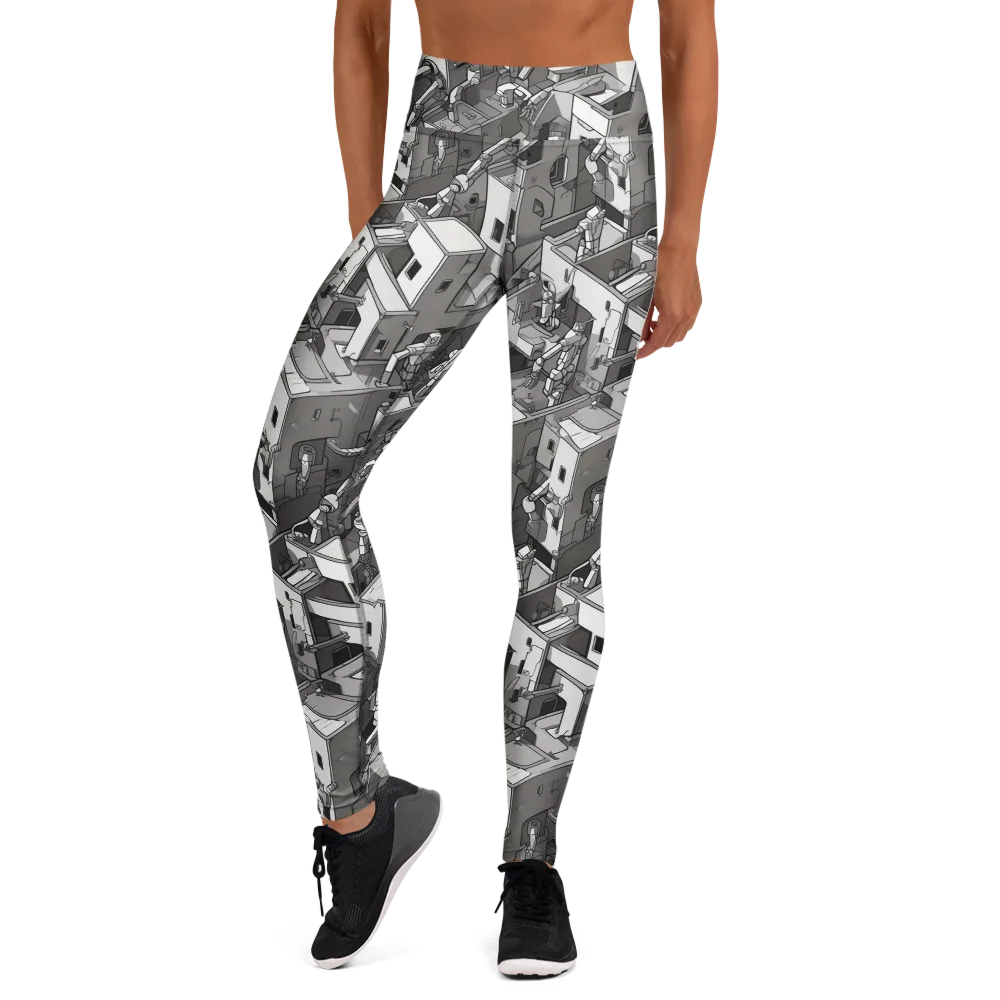 Robot Quarter on Yoga Leggings — Front