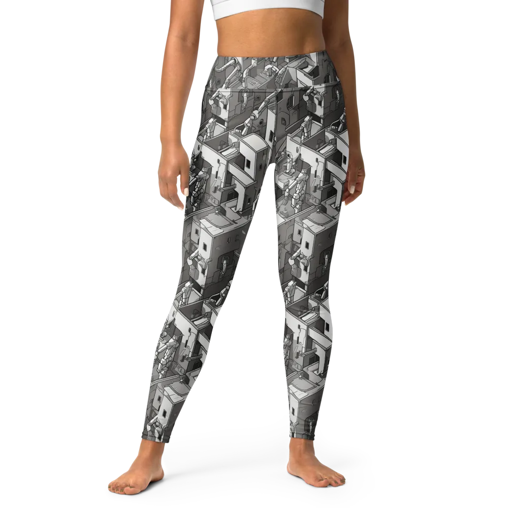 Robot Quarter on Yoga Leggings — Front
