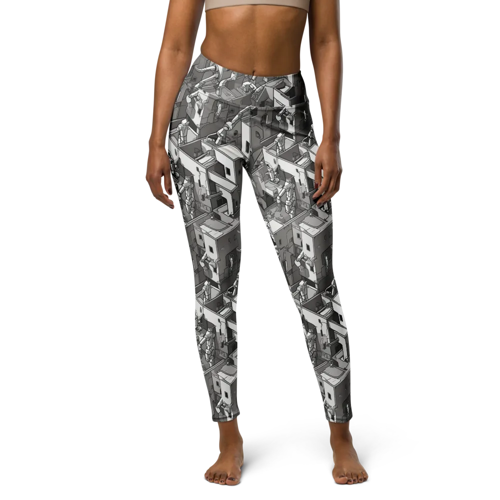 Robot Quarter on Yoga Leggings — Front