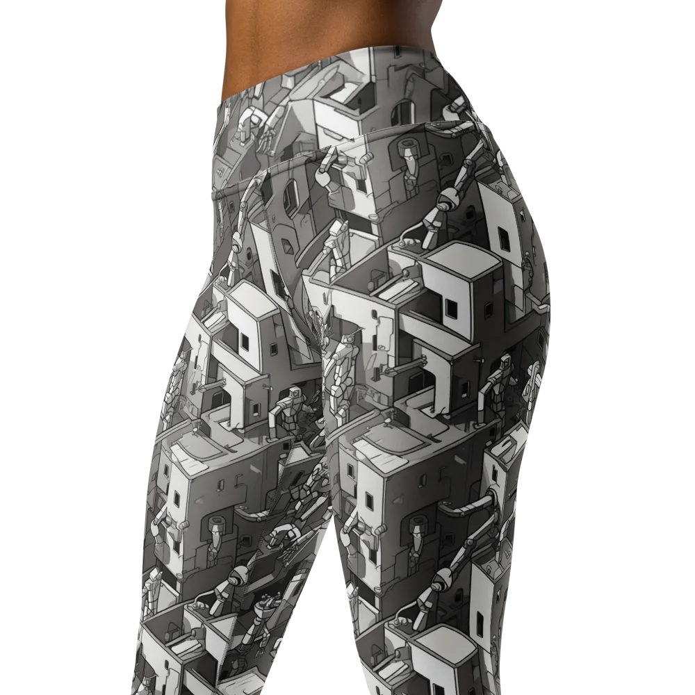 Robot Quarter on Yoga Leggings — Left Front