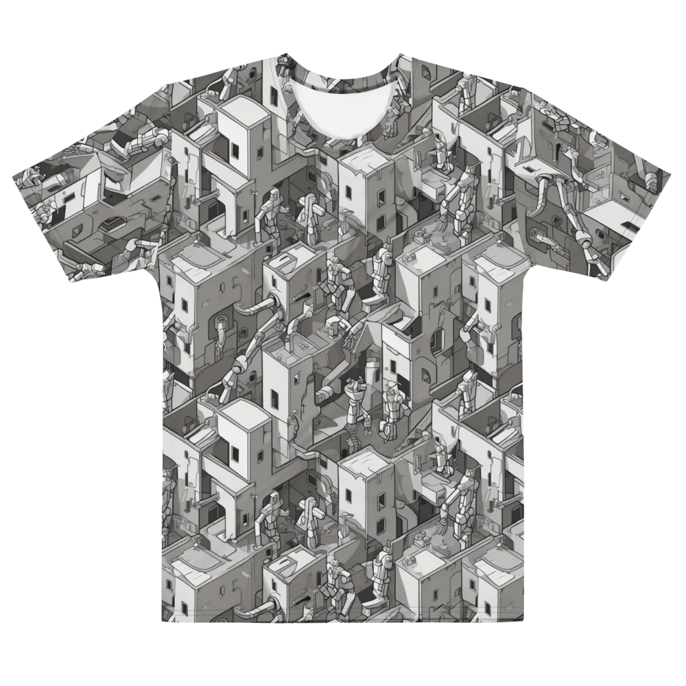 Robot Quarter on Men's Cotton Crew Neck T-Shirt — Front