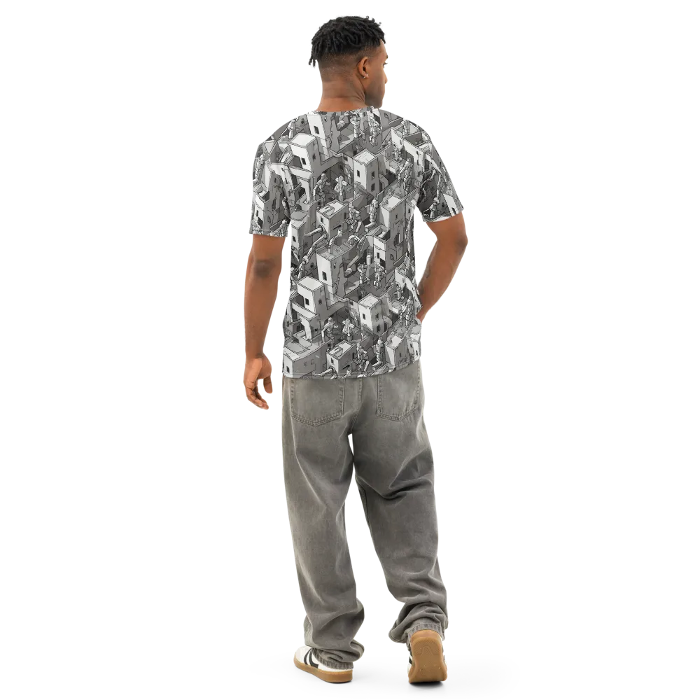 Robot Quarter on Men's Cotton Crew Neck T-Shirt — Back
