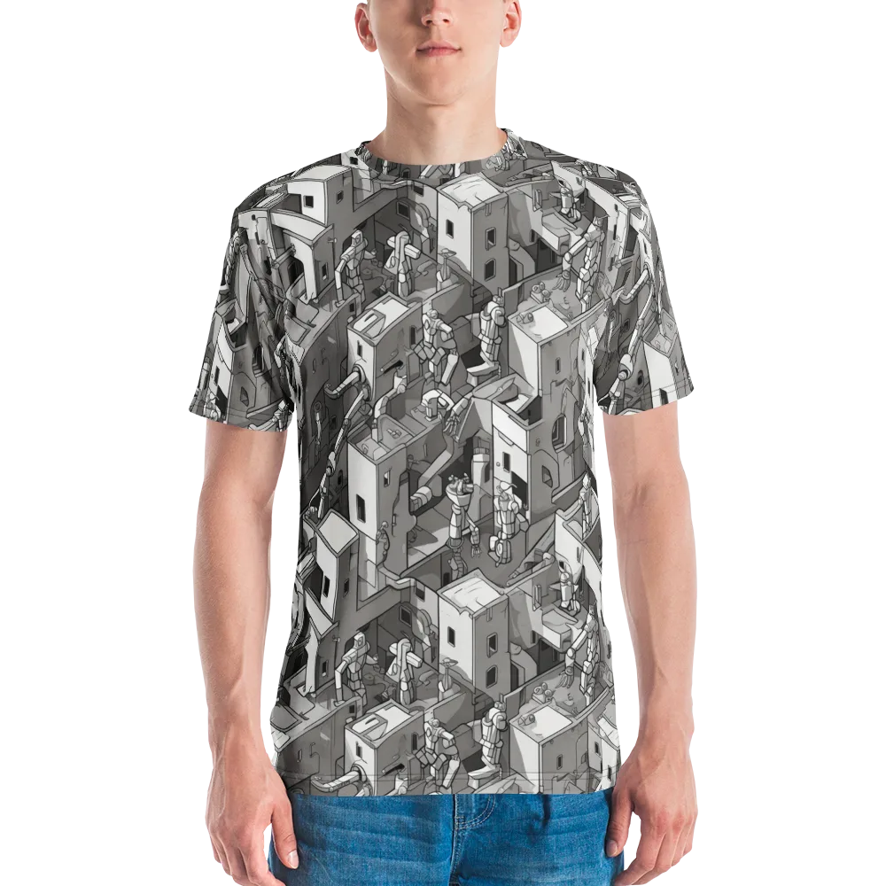 Robot Quarter on Men's Crew Neck T-Shirt — Front