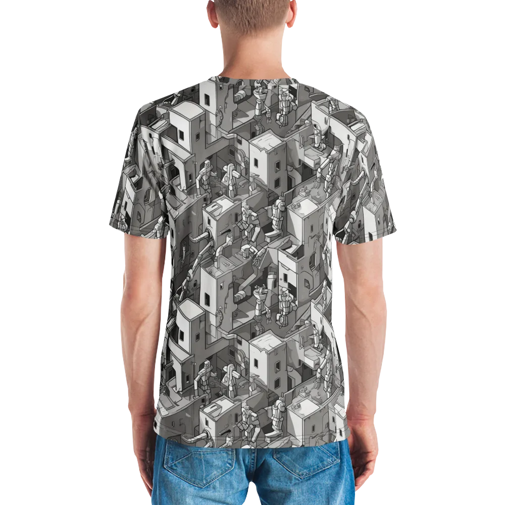 Robot Quarter on Men's Crew Neck T-Shirt — Back