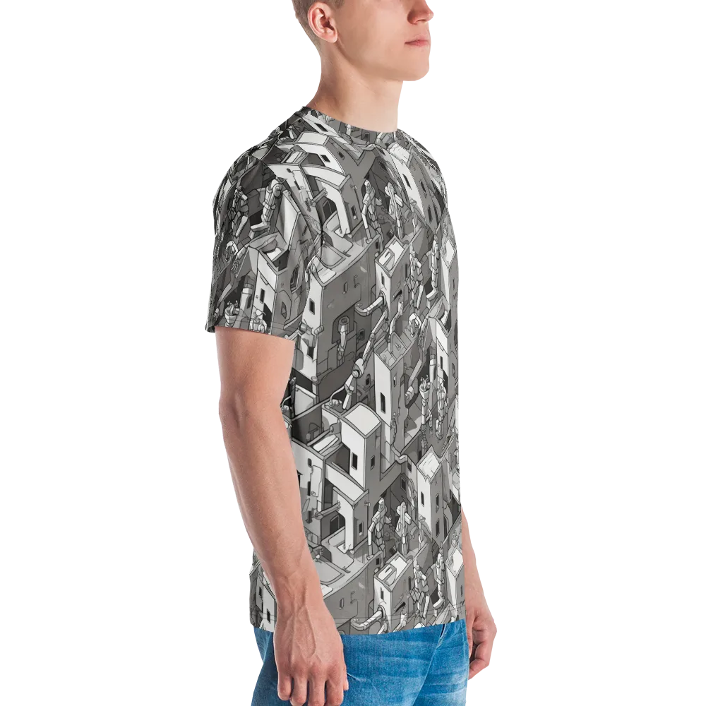 Robot Quarter on Men's Crew Neck T-Shirt — Right