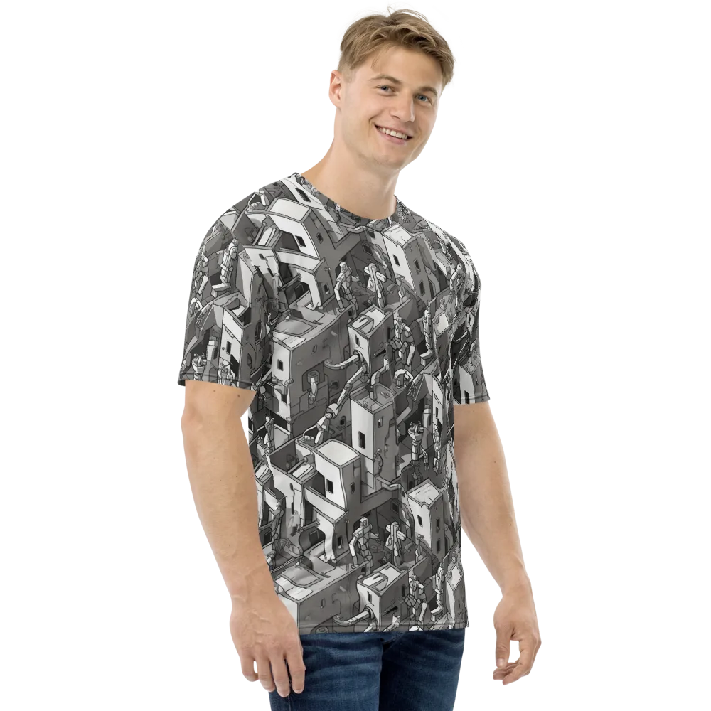 Robot Quarter on Men's Crew Neck T-Shirt — Right