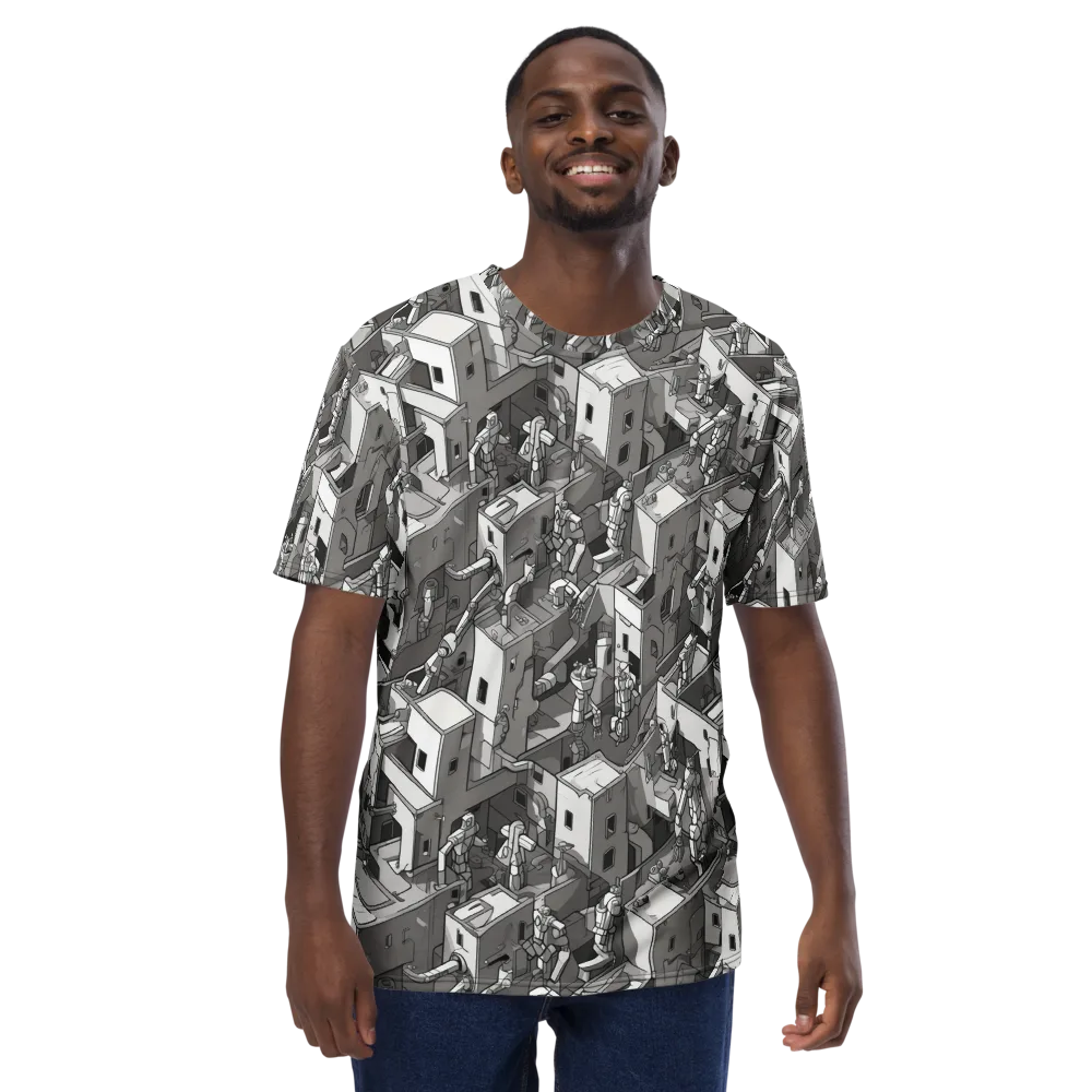 Robot Quarter on Men's Crew Neck T-Shirt — Front