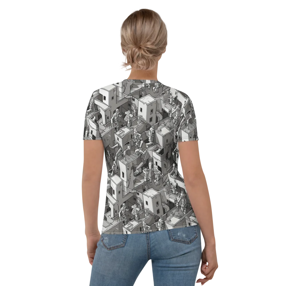 Robot Quarter on Women's Crew Neck T-Shirt — Back