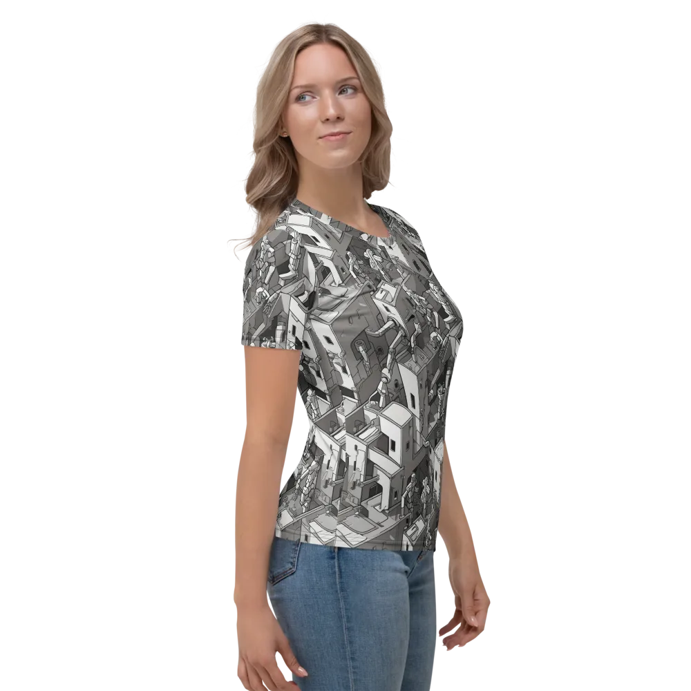 Robot Quarter on Women's Crew Neck T-Shirt — Right