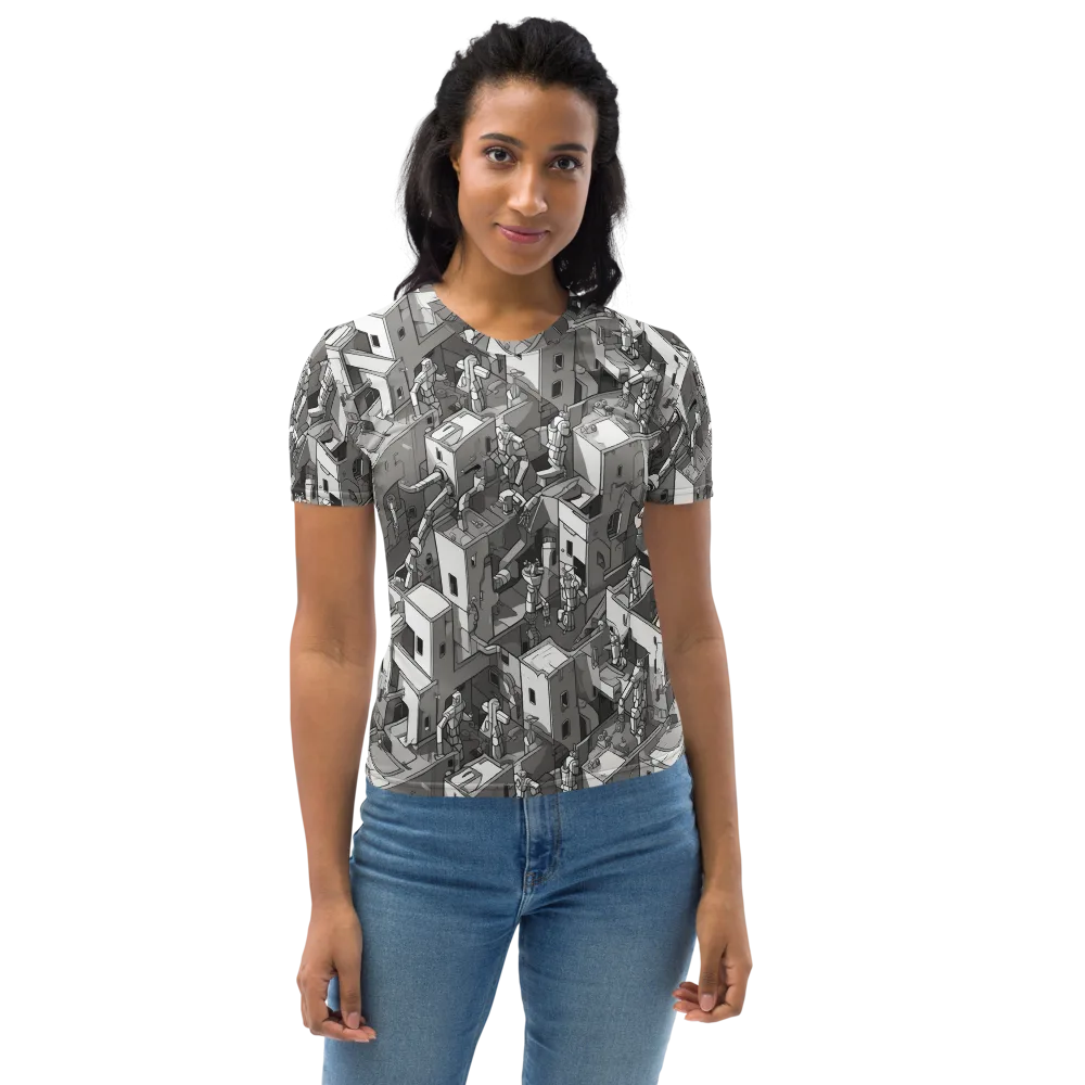 Robot Quarter on Women's Crew Neck T-Shirt — Front