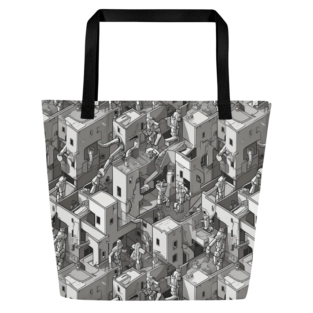 Robot Quarter on Large Tote Bag W/ Pocket — Front